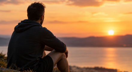 Contemplative Sunset by the Water